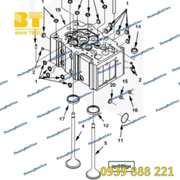 Xupap hút, xupap xả động cơ Cummins QSK23